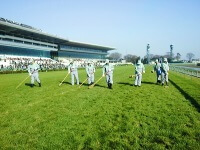 Parching the turf course after each race