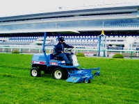 Mowing the turf course