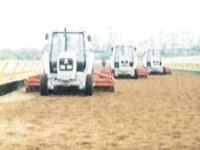 Harrowing the woodchip course