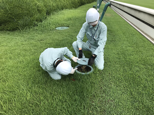 馬場内自動散水設備点検